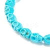 Synthetic Turquoise(Dyed) Skull Stretch Bracelet BJEW-JB08068-02-4