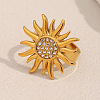 304 Stainless Steel Micro Pave Cubic Zirconia Cuff Rings for Women RJEW-C144-03G-1
