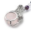 Natural Rose Quartz & Brass Cheetah Keychain KEYC-H019-01P-04-2