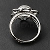 Natural Quartz Crystal Adjustable Rings RJEW-P043-01P-19-4