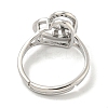 Heart with Letter Rack Plating Brass Micro Pave Cubic Zirconia Adjustable Rings for Women RJEW-I105-06P-R-3