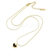 Ion Plating(IP) 304 Stainless Steel Black Enamel Boston Link Chains Heart Pendant Necklaces for Women NJEW-K276-13G-3