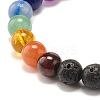 Natural Lava Rock Round Beads Stretch Bracelet BJEW-JB07455-5