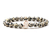 Natural Dalmatian Jasper & Synthetic Turquoise Beads Stretch Bracelets for Men Women QO0012-18-1