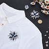 2Pcs Flower Glass Rhinestone Brooches JEWB-FG0001-50-4