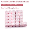 20Pcs Pink Cube Letter Silicone Beads 12x12x12mm Square Dice Alphabet Beads with 2mm Hole Spacer Loose Letter Beads for Bracelet Necklace Jewelry Making JX435R-4