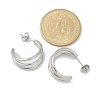 304 Stainless Steel Triple C-Shaped Stud Earrings for Women EJEW-C096-68P-02-3