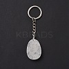 Natural Quartz Crystal Teardrop with Spiral Pendant Keychain KEYC-A031-02P-06-4