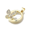 Brass Micro Pave Clear Cubic Zirconia Pendants KK-V010-17G-2
