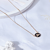 1Pc Alloy Black Enamel Flat Round with Bee Pendant Necklaces for Women NJEW-LP0004-17-3
