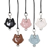 Imitation Leather Cat Shaped Coin Pouch Pendant Black Waxed Cord Necklaces NJEW-Z099-01-1
