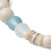 2Pcs 2 Styles Bohemia Style Natural Fossil & Freshwater Shell & Glass Beads Stretch Bracelets for Women BJEW-JB11865-5