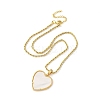 Brass White Enamel Heart Pendant Necklaces for Women NJEW-K381-10G-4