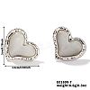 304 Stainless Steel Natural Stone Cat Eye Heart-shaped Stud Earrings GI3370-6-1