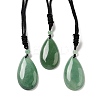 Natural Green Aventurine Pendant Necklace with Nylon Cord for Women NJEW-L464-A07-1