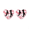 Heart Acrylic Printed Stud Earrings for Women EJEW-G418-01A-4