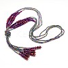 Glass Bead Lariat Necklaces X-NJEW-O059-04F-1