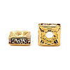 Brass Rhinestone Spacer Beads RB-A013-6x6-01G-2