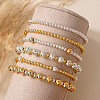 6Pcs 6 Styles Fashion Brass Women's Round Beaded Stretch Bracelet Sets for Layered and Versatile Styles XF3588-2-1