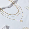 3Pcs Brass Disc Pendant 3 Layer Necklaces for Women NJEW-LP0009-31-3