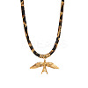 304 Stainless Steel Pendant Polyester Leopard Print Cord Necklaces for Women FS-WG8EA49-04-1