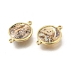 Brass Pave Natural Paua Shell Connector Charms KK-E794-01G-02-2