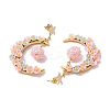 Glass Seed Beads Moon Dangle Stud Earrings EJEW-MZ00402-01-4