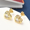 Brass Micro Pave Clear Cubic Zirconia Stud Earrings LS-EJEW-D323-06G-3