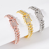 3Pcs 3 Colors Zinc Alloy Crystal Rhinestone Cuban Link Chain Anklets BJEW-GA0001-13-3