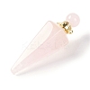Natural Rose Quartz Faceted Cone Openable Perfume Bottle Big Pendants G-L524-18G-12-2