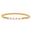 Brass & Plastic Imitation Pearl Round Beads Stretch Bracelets for Women TJ3268-4-1