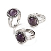Natural Amethyst Round Adjustable Rings RJEW-K271-02P-01-1