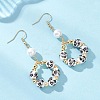 Printed Porcelain Round Dangle Earrings EJEW-JE06838-01-2
