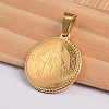 Flat Round with Virgin Mary & Word 304 Stainless Steel Pendants STAS-I036-02A-1