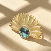 Flower 304 Stainless Steel Paua Shell Finger Rings for Women RJEW-G346-11G-01-2