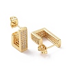 Cubic Zirconia Rectangle Stud Earrings EJEW-C008-22G-01-2