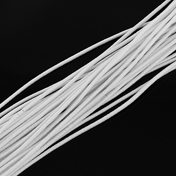 Elastic Cord, with Fibre Outside and Rubber Inside, White, 4.0mm, about 109.36 yards(100m)/bundle