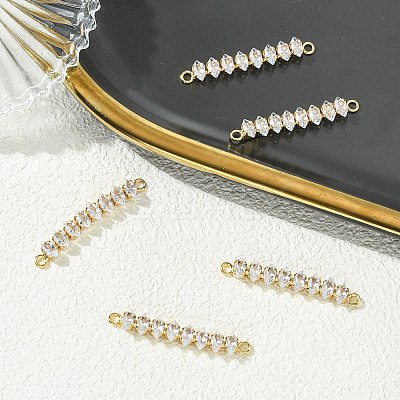SHEGRACE Brass Pave Clear Cubic Zirconia Connector Charms XGRQ3P401-642G-1