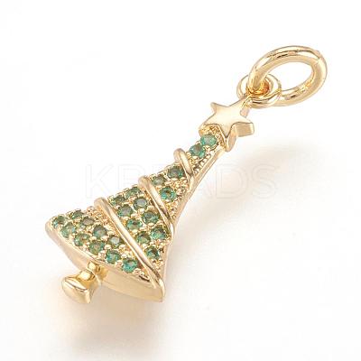 Brass Micro Pave Cubic Zirconia Pendants ZIRC-G107-15G-1