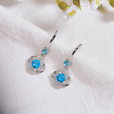 Flower Cubic Zirconia Drop Earring JE910A-1