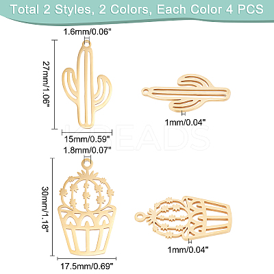 16Pcs 4 Style Ion Plating(IP) 201 Stainless Steel Pendants STAS-DC0006-38-1