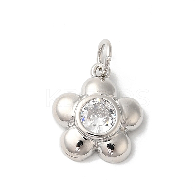 Rack Plating Brass Clear Cubic Zirconia Pendants KK-Z056-22P-1