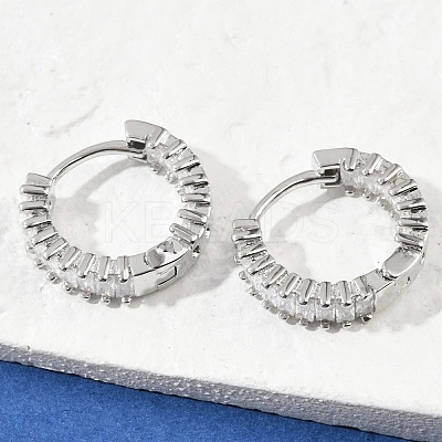 Brass Micro Pave Cubic Zirconia Hoop Earrings EJEW-M082-11P-1
