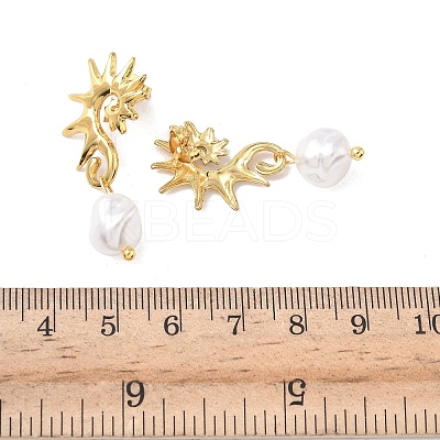 Sea Horse 304 Stainless Steel Acrylic Dangle Stud Earrings EJEW-B156-06G-1