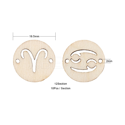 120pcs 12 Styles Unfinished Natural Poplar Wood Links Connectors WOOD-LS0001-05-1