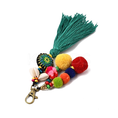 Bohemian Ethnic Style Pompom Ball Tassel Pendant Decorations FIND-WH0150-42-1