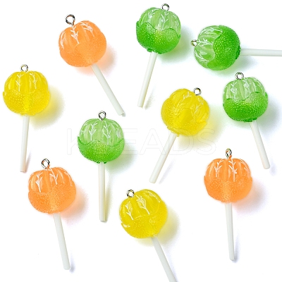 9Pcs 3 Colors Translucent Resin Imitation Food Pendants FIND-FS0002-90-1
