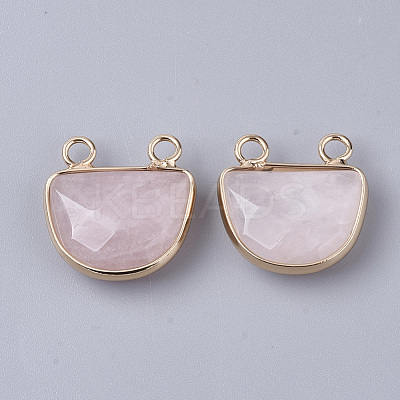 Natural Rose Quartz Semi Circle Pendants G-S359-011F-1