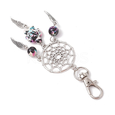 10Pcs 5 Styles Woven Net/Web with Wing Alloy Pendant Decorations HJEW-JM02975-02-1