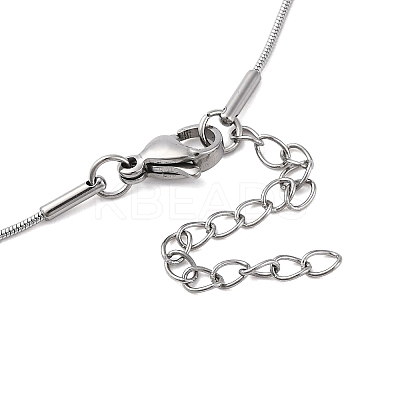304 Stainless Steel Round Snake Chain Textured Bar Pendant Necklaces for Women NJEW-K276-15P-1